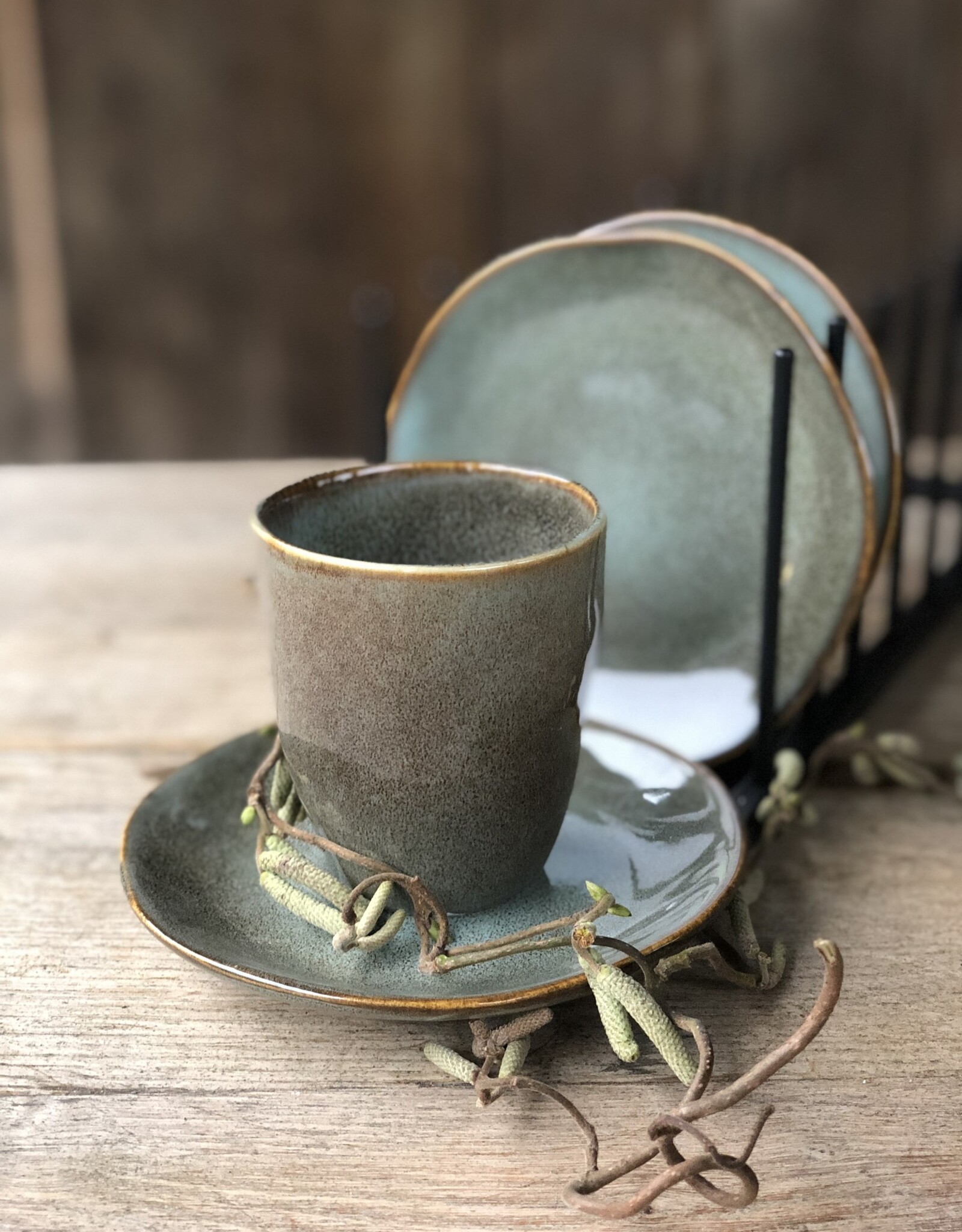 Mica decorations Bordje Tabo - 14 cm -set van 6 - groen