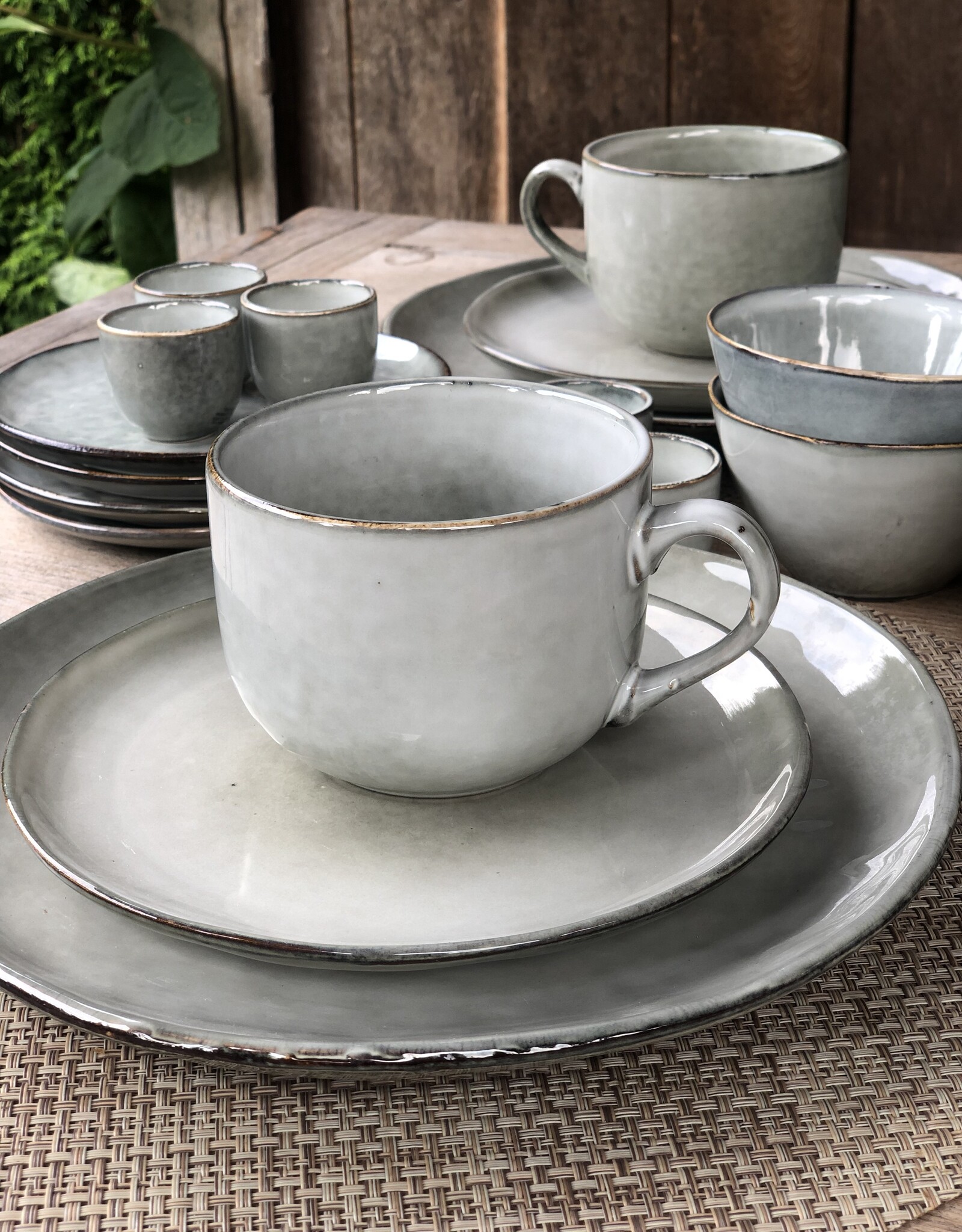 Mica decorations Soepkom Tabo - set van 4 - grijs