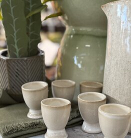 Mica decorations Eierdopje Racco beige - set van 6