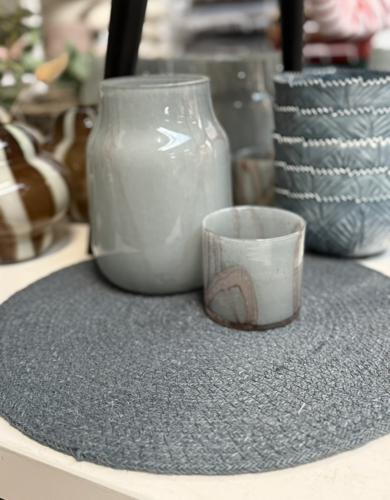 Dixie Sweden Placemat  rond jute 6 stuks - Ella soft blue