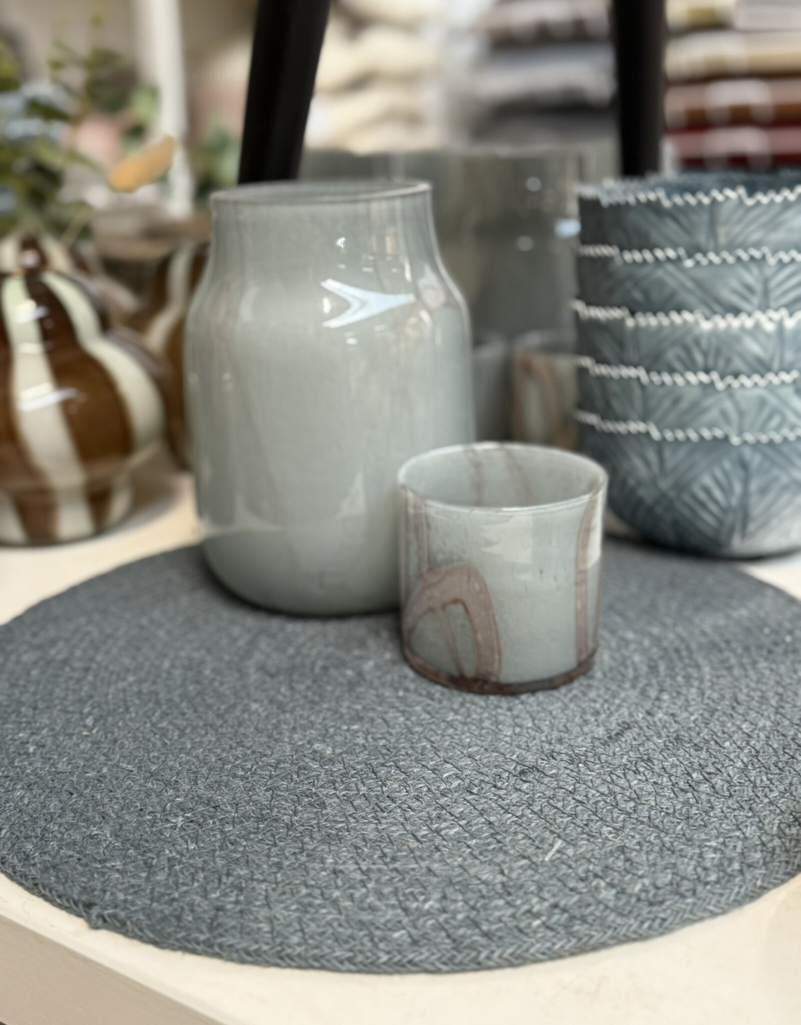 Dixie Sweden Placemat  rond jute 6 stuks - Ella soft blue