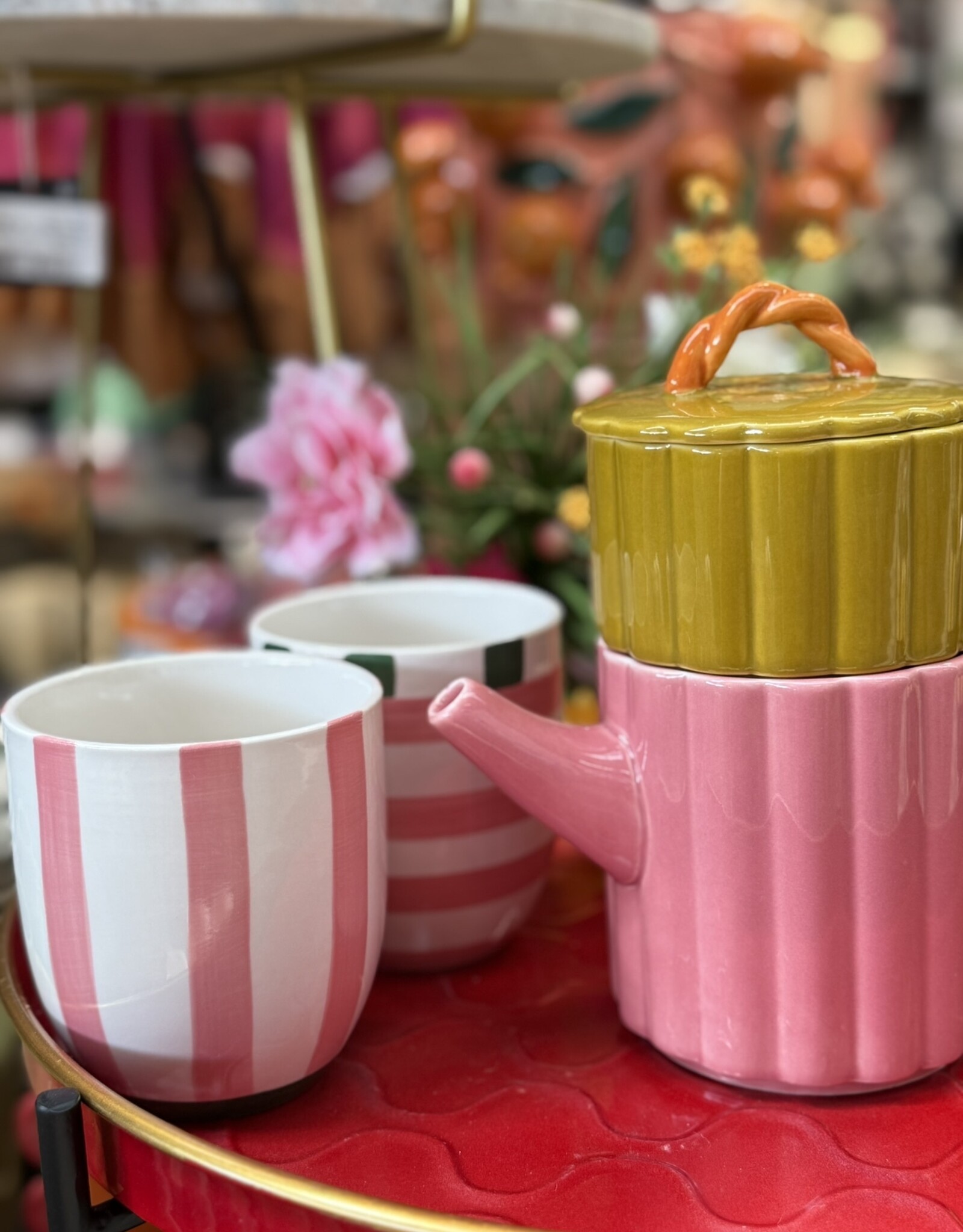 Mica decorations Theepot Lizzy met mok - roze