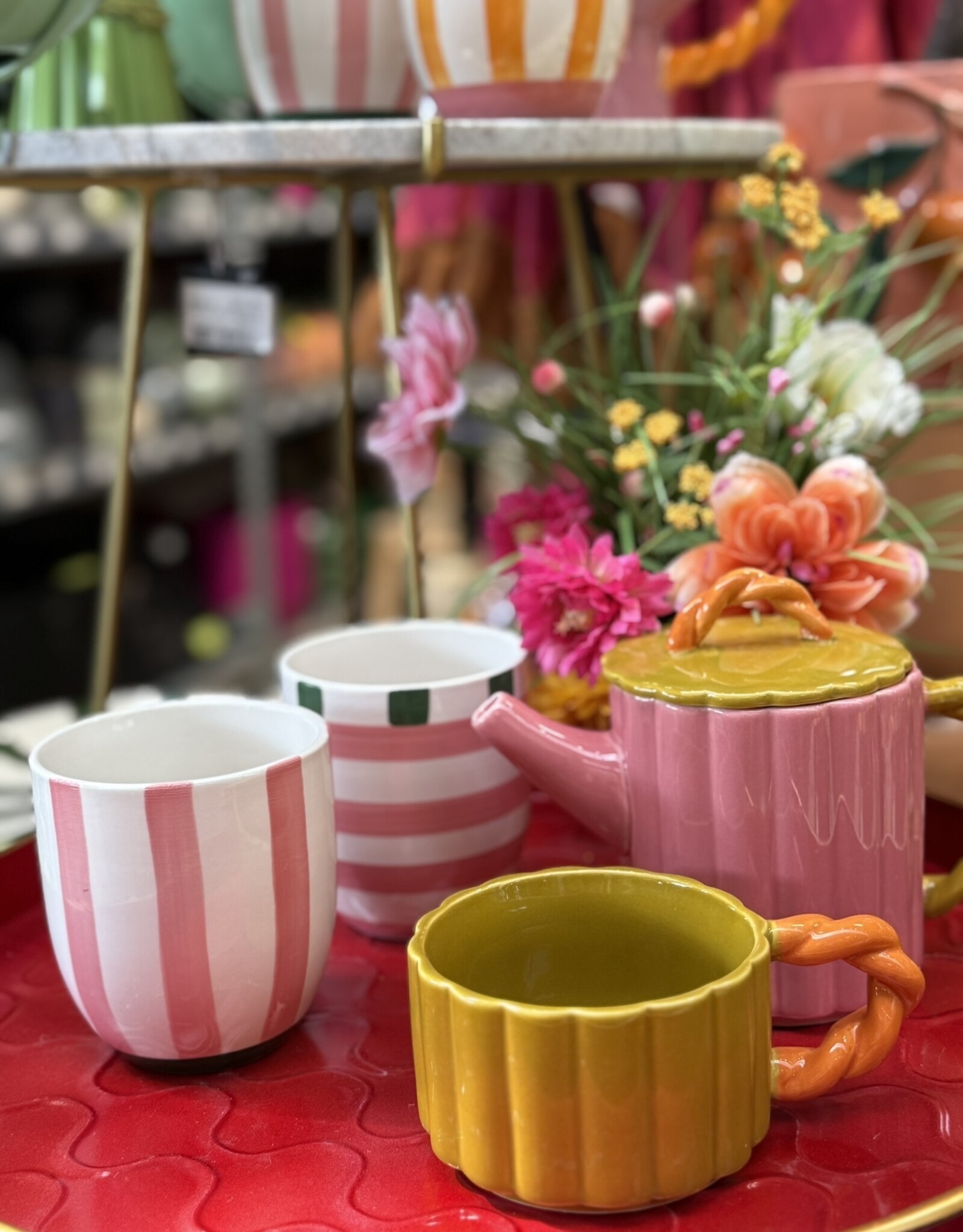 Mica decorations Theepot Lizzy met mok - roze