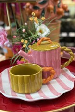 Mica decorations Theepot Lizzy met mok - roze