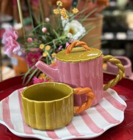 Mica decorations Theepot Lizzy met mok - roze