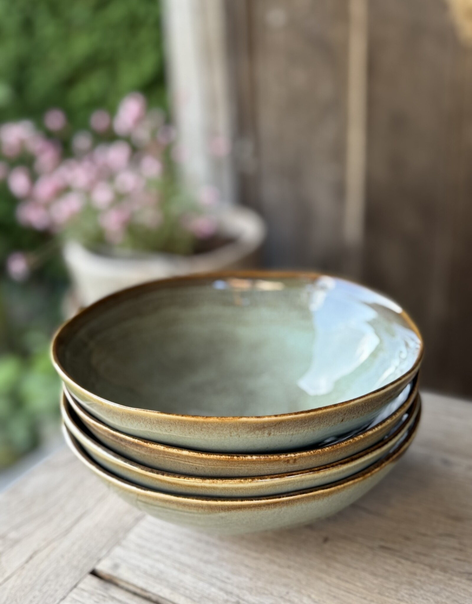 Mica decorations Pasta of  diep bord set van 4 - groen