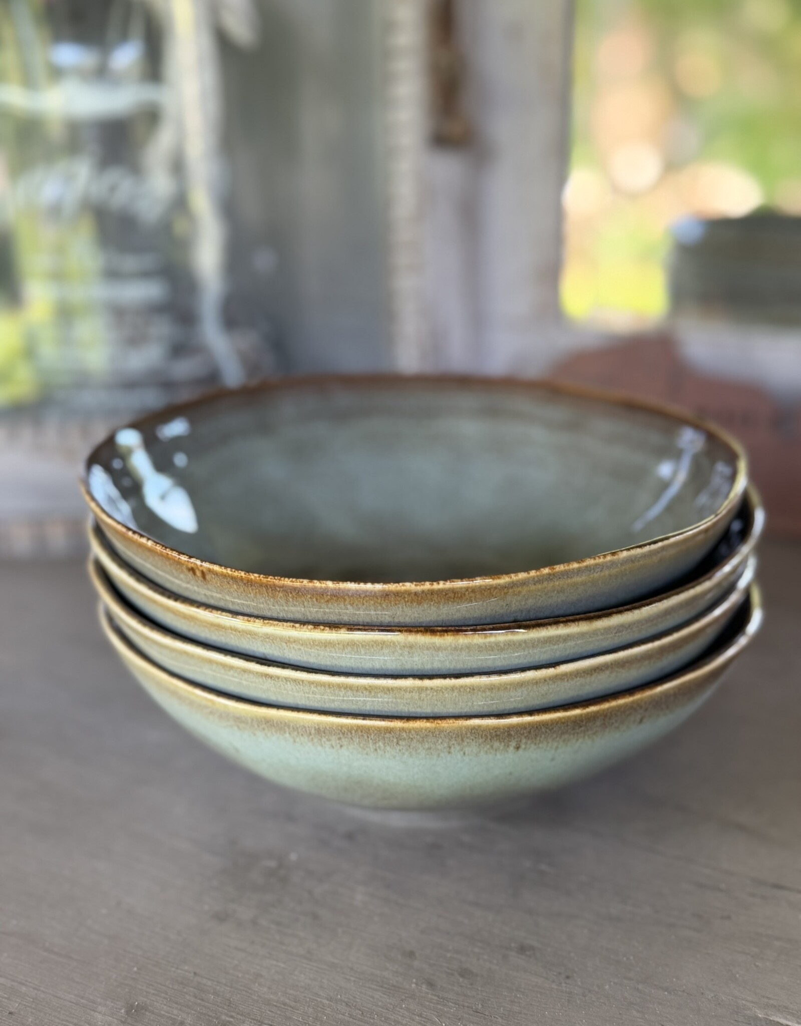 Mica decorations Pasta of  diep bord set van 4 - groen