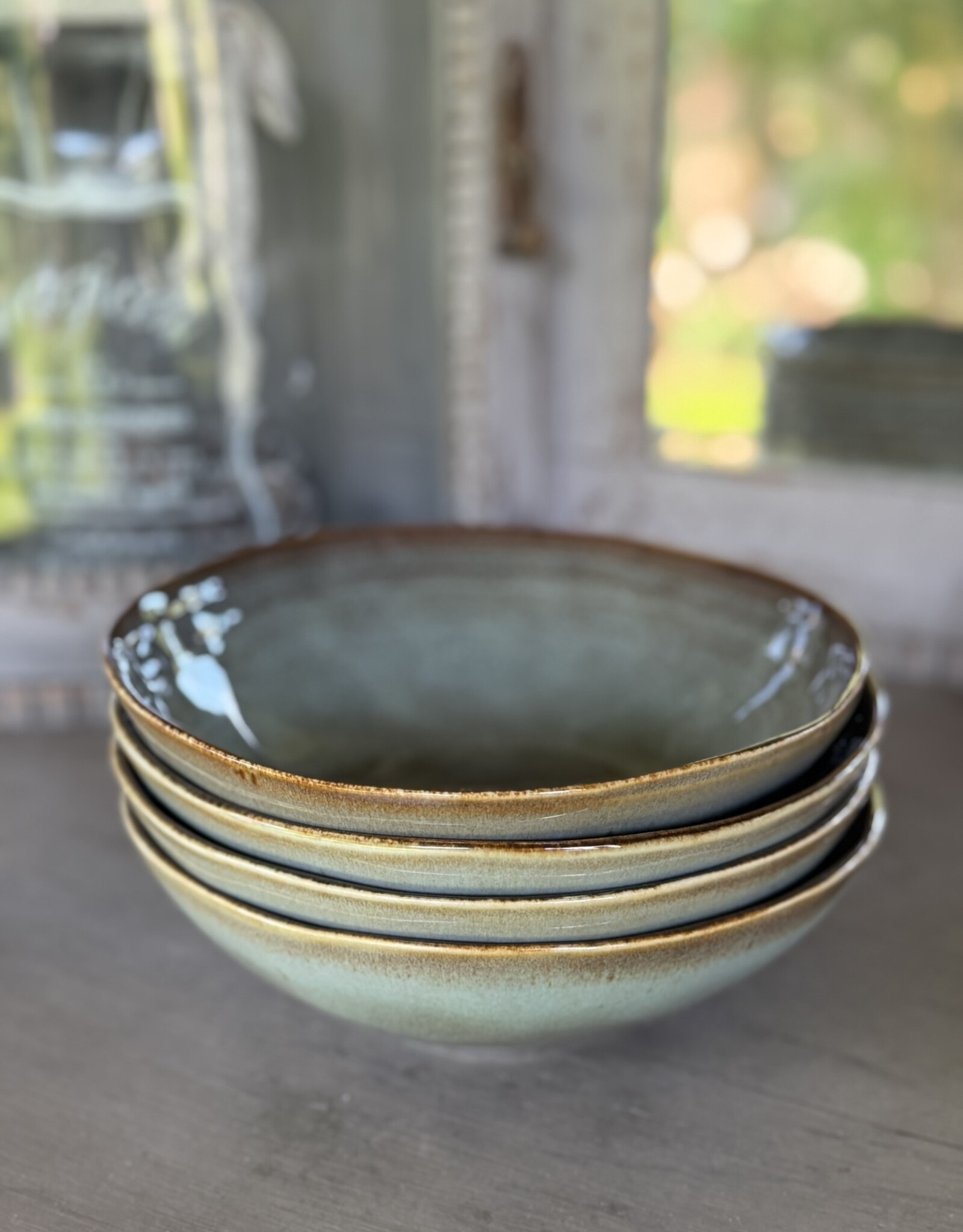 Mica decorations Pasta of  diep bord set van 4 of 6- groen