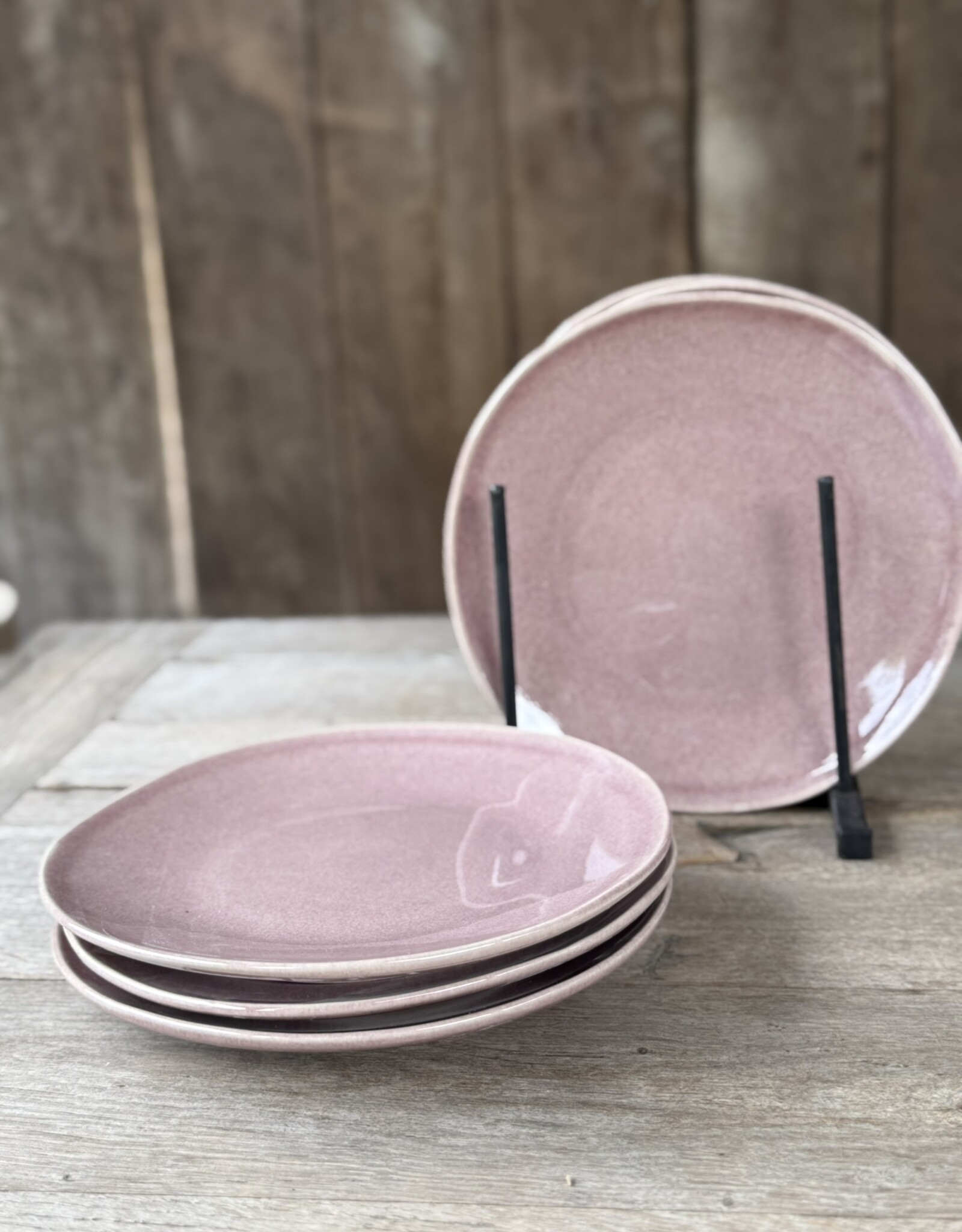 Mica decorations Gebaksbordje Racco paars - set van 6