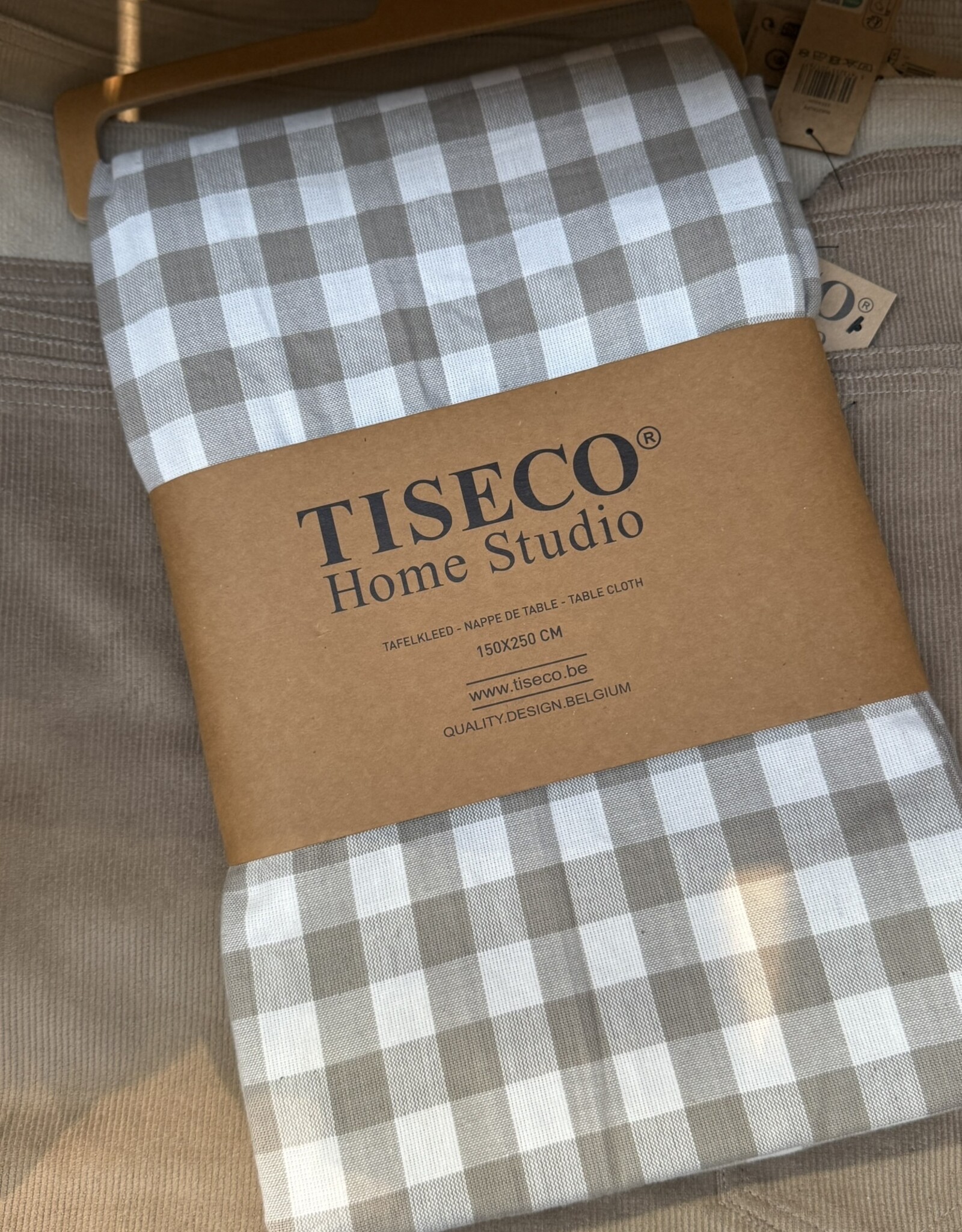 Tafellaken - tafelkleed Gingham taupe