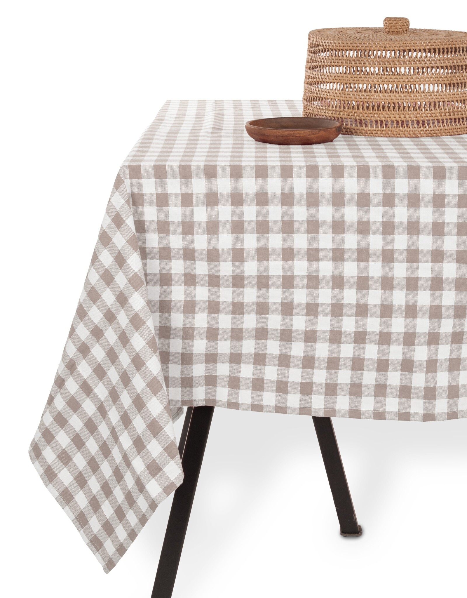 Tafellaken - tafelkleed Gingham taupe