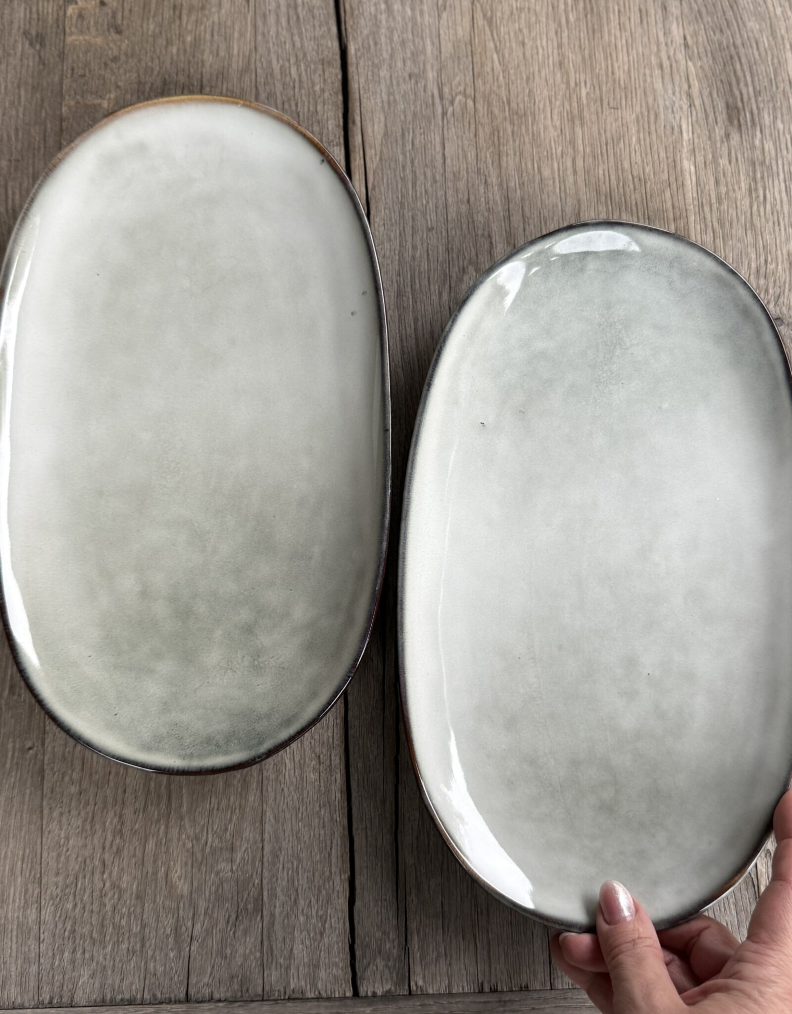 Mica decorations Ovale schaal Tabo - grijs