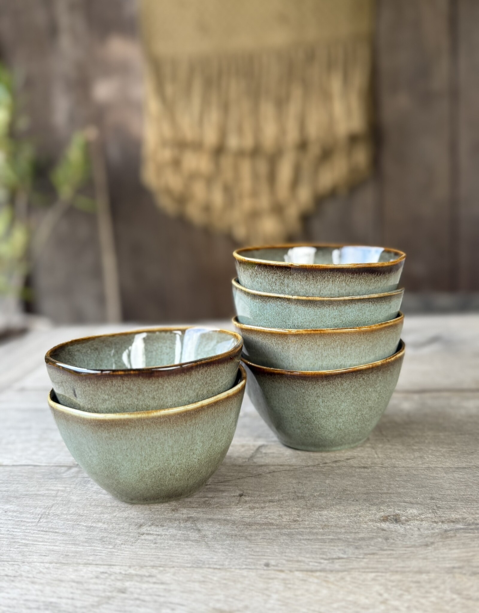 Mica decorations Schaaltje Tabo -11,5 cm - set van 6 - groen