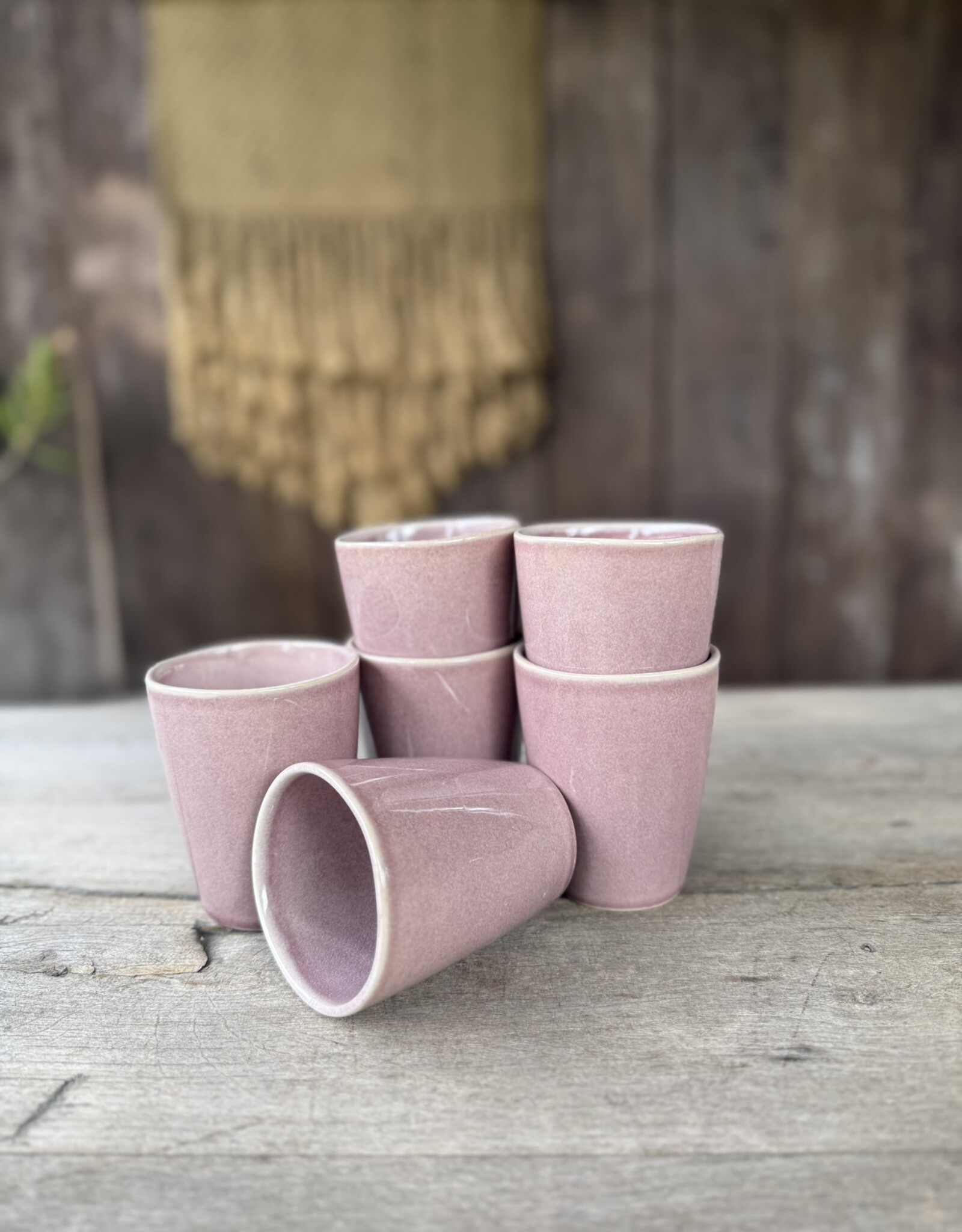 Mica decorations Koffiebeker Racco paars large - set van 6