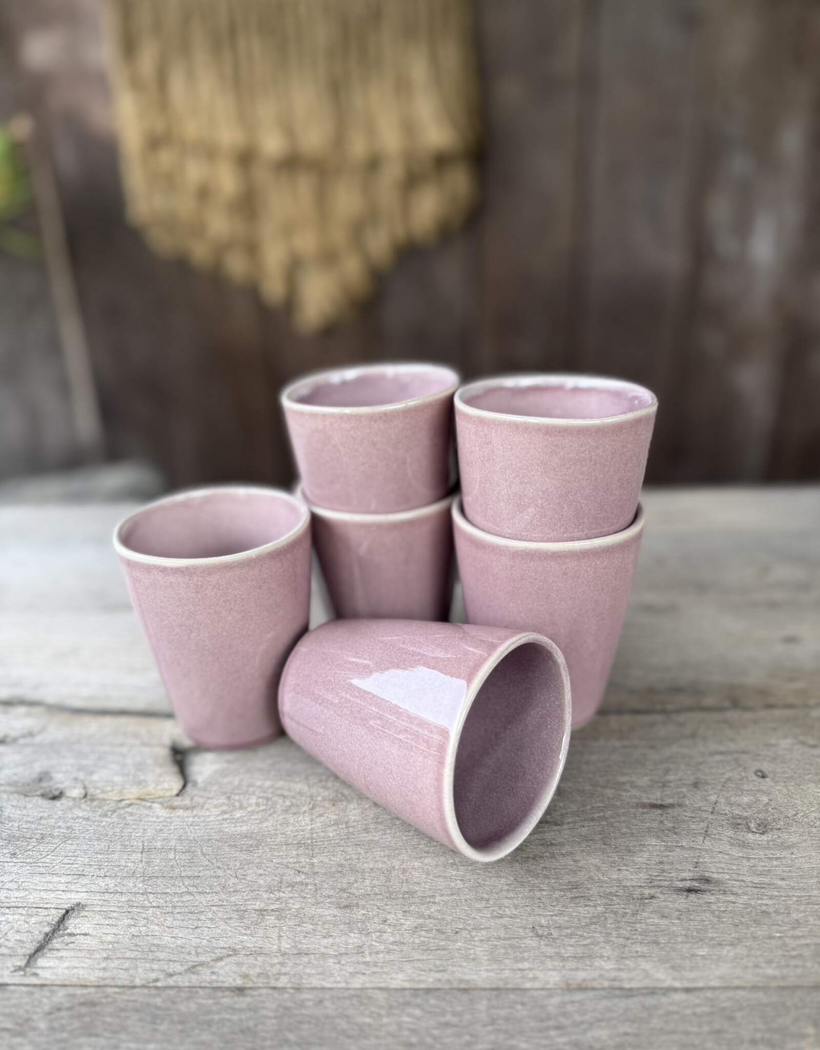 Mica decorations Koffiebeker Racco paars large - set van 6