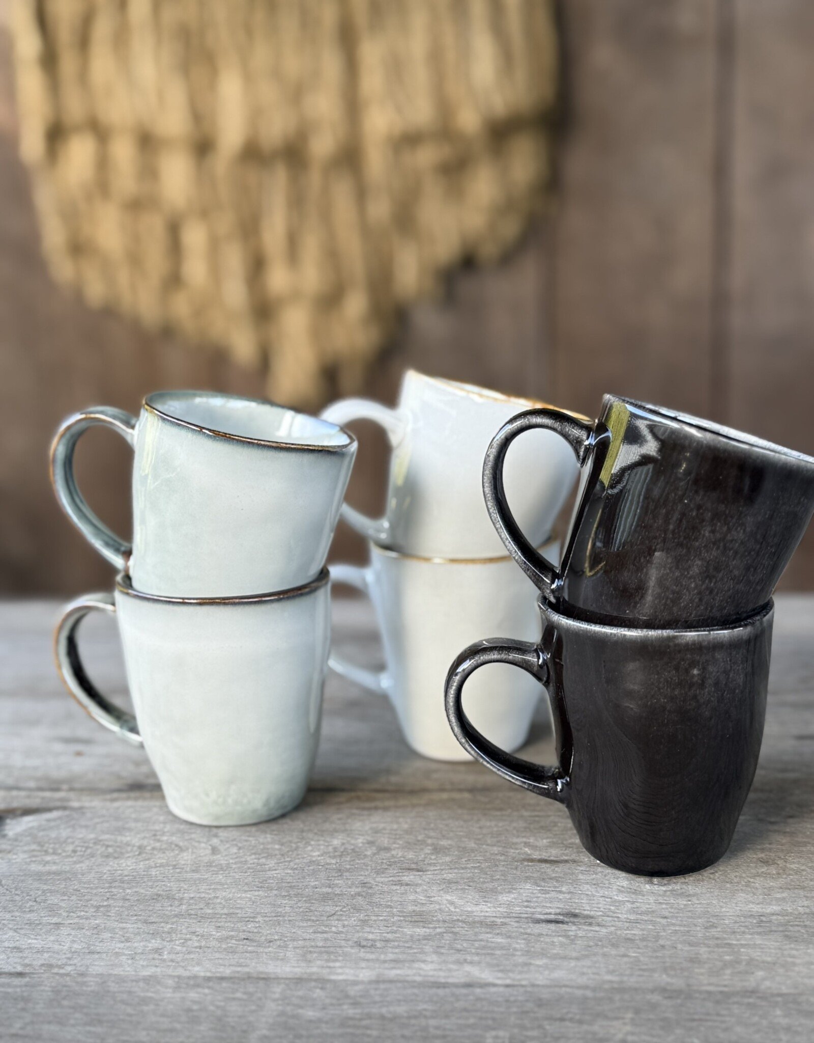 Mica decorations Koffie beker met oor Tabo - 6 stuks - mix