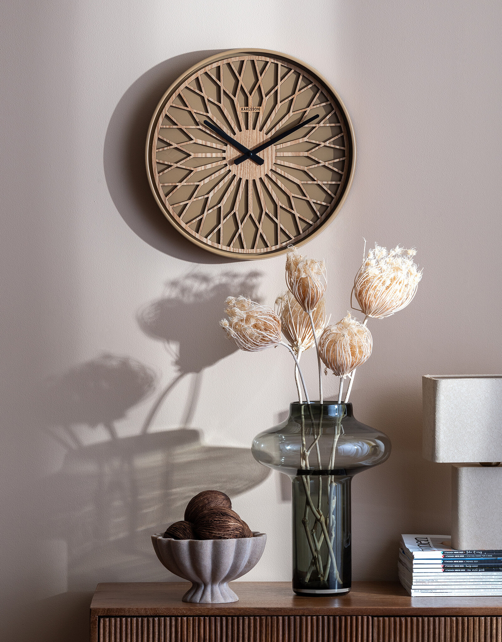 Karlsson  Wandklok Girasol mocha - bruin