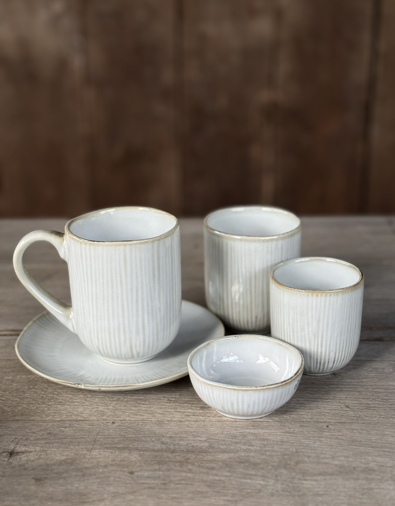 Mica decorations Koffiebeker Nusa off white- set van 6