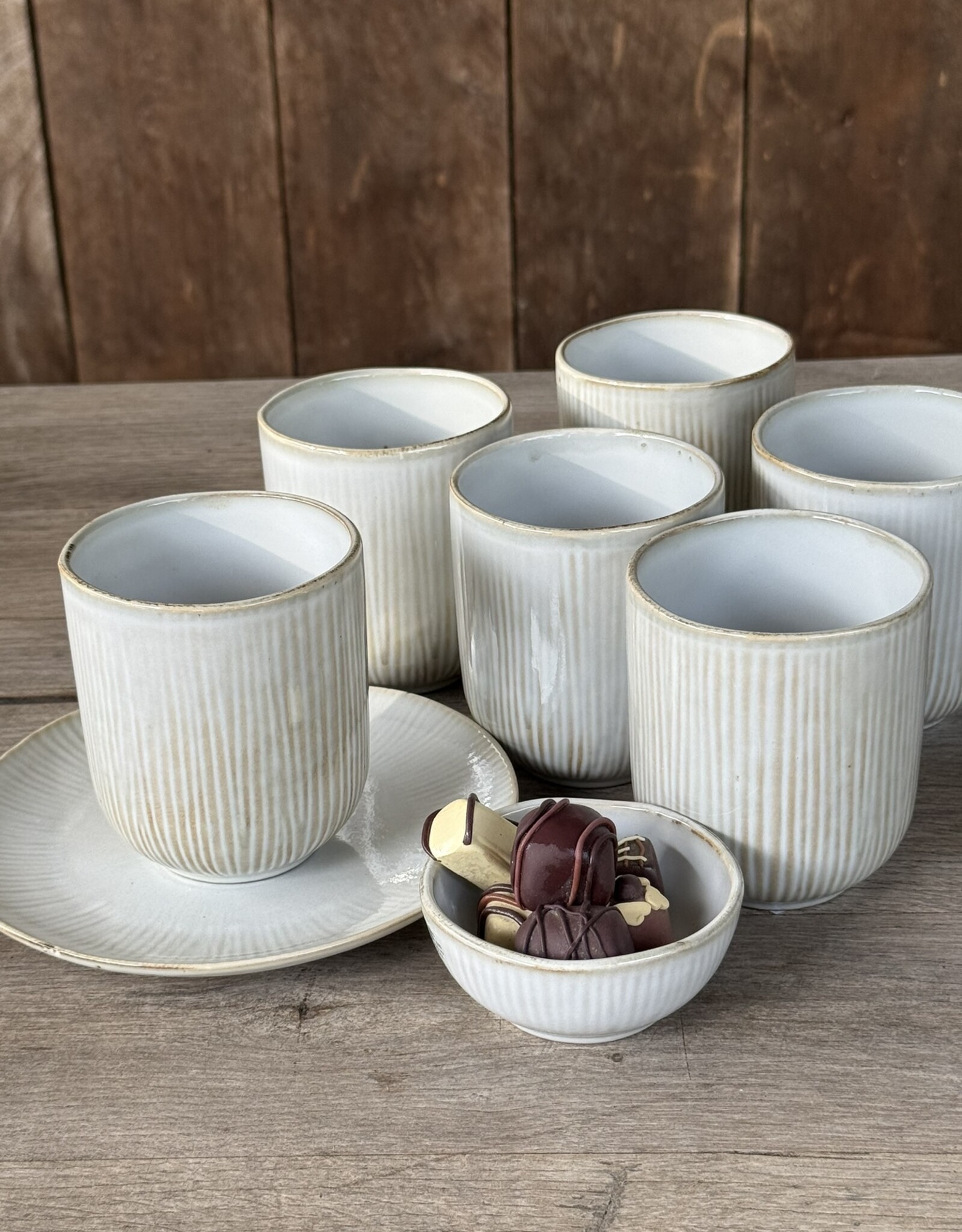 Mica decorations Koffiebeker Nusa off white- set van 6