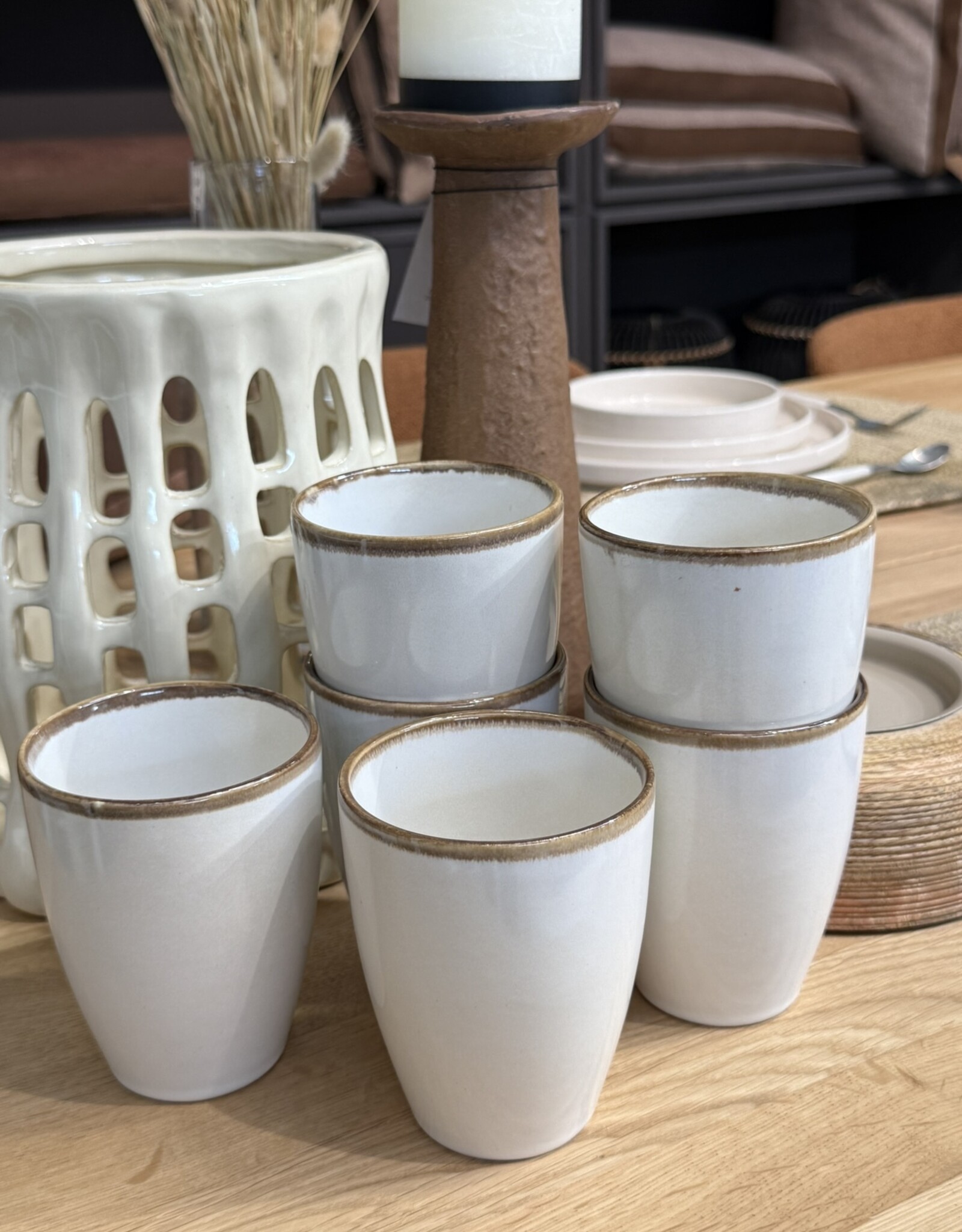 Lavandoux Beker large set van 6 - ecru