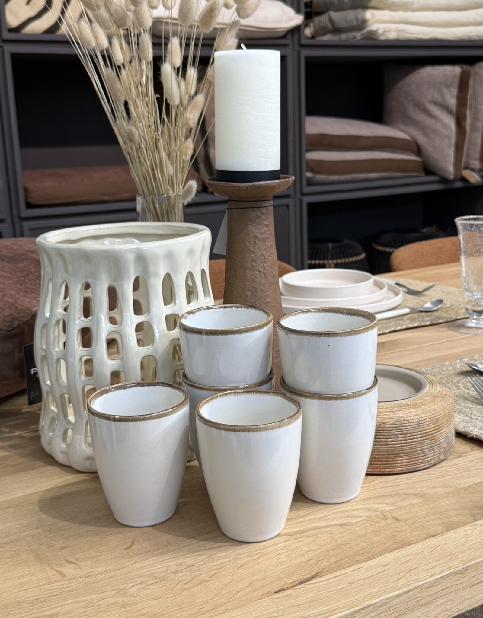 Lavandoux Beker large set van 6 - ecru