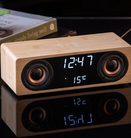 Karlsson Alarm klok classic - BT speaker - bamboe