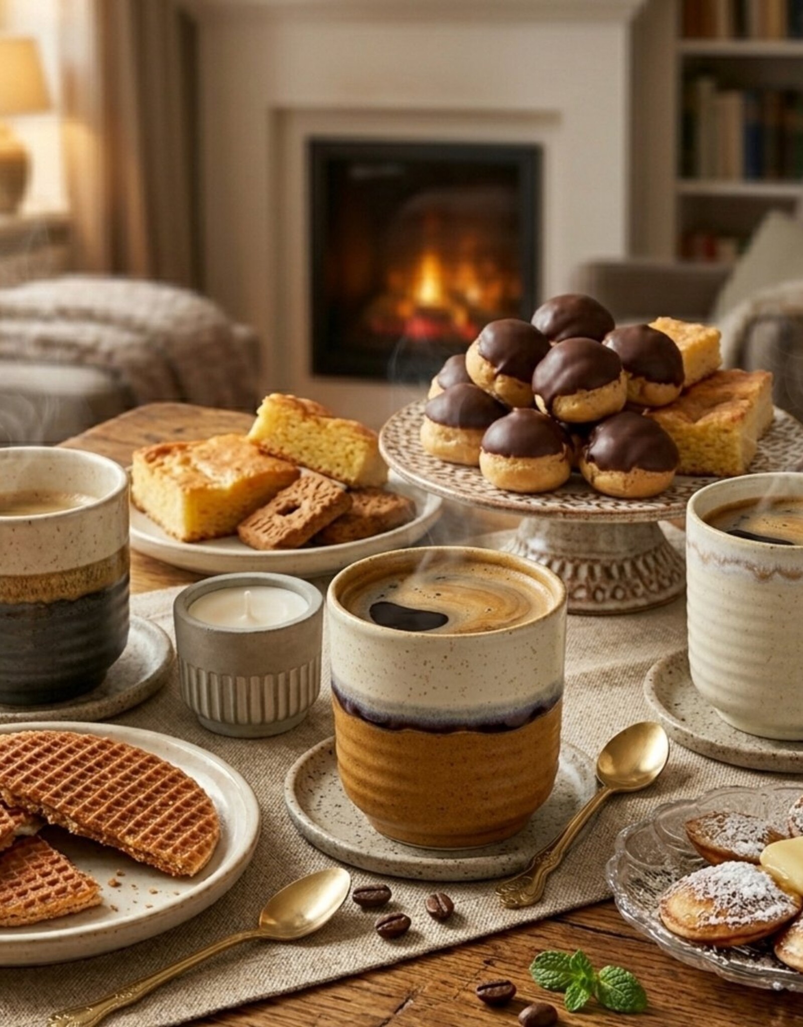 Mica decorations Koffiebeker Ethan terra - set van 4