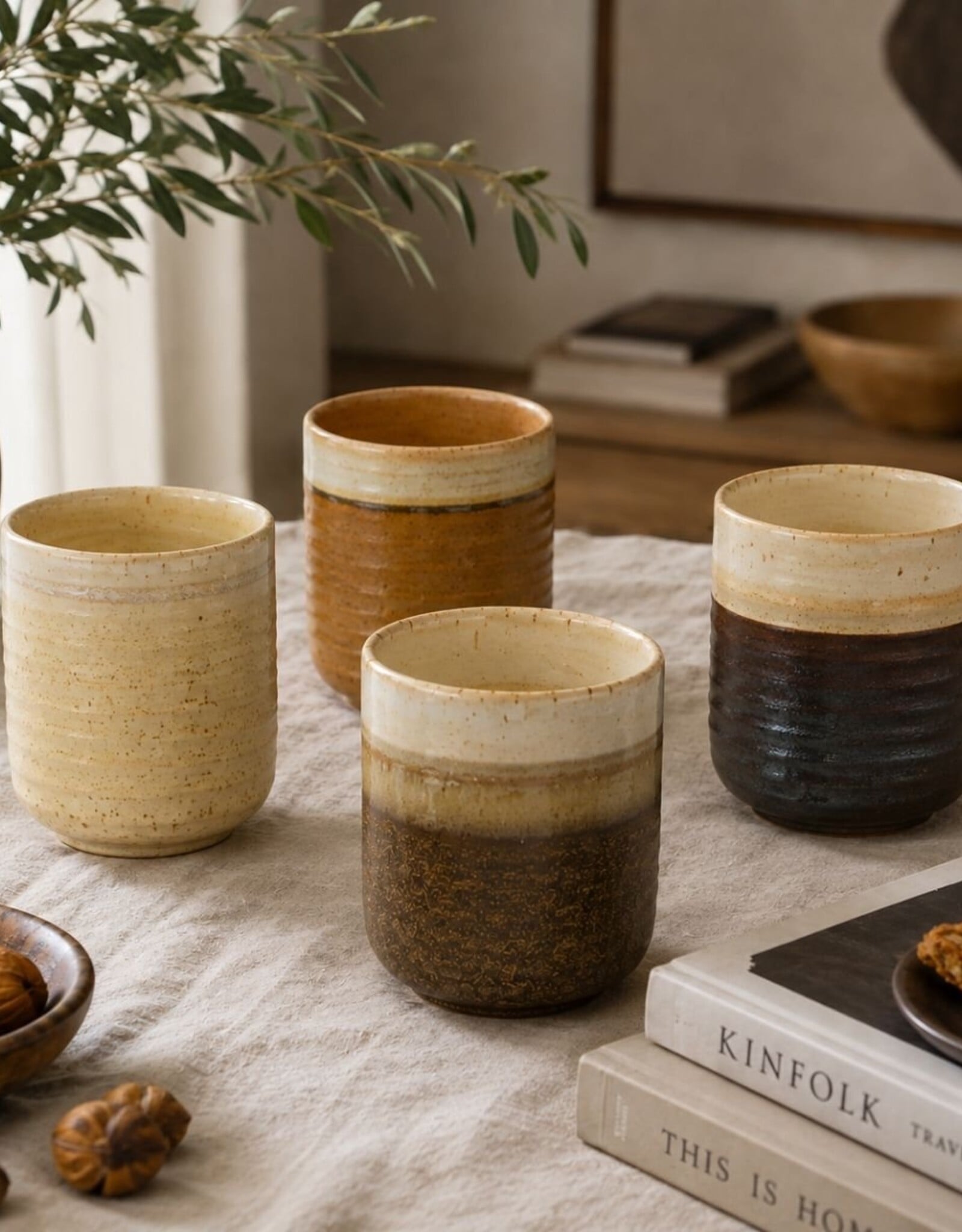 Mica decorations Koffiebeker Ethan terra - set van 4