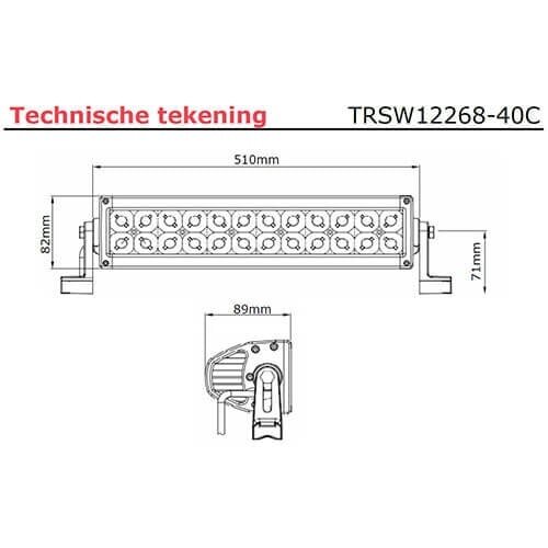 LED lichtbalk 120 watt | 8400 lumen | 9-30v | 40cm. kabel | Deutsch-connector