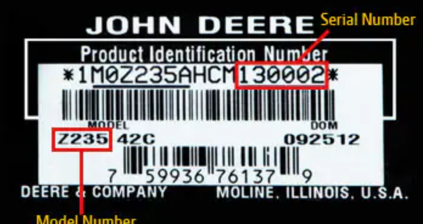 How to find the serial number of your John Deere machine?