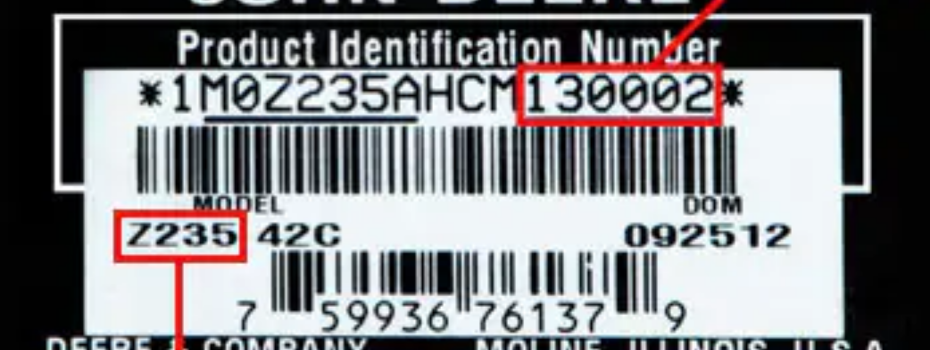 How to find the serial number of your John Deere machine?