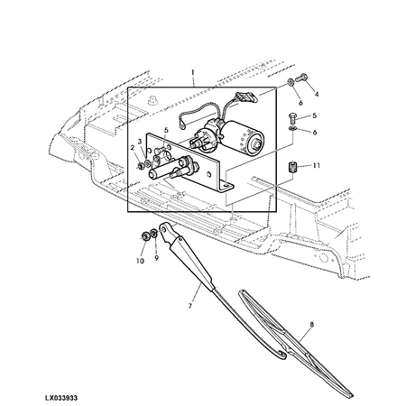 John Deere SET OF WINDSCREEN WIPER. (IN FRONT OF)