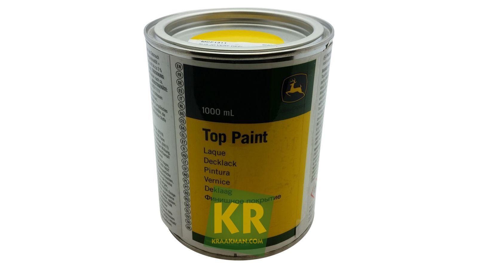 John Deere MCF2311 PAINT JOHN DEERE YELLOW CAN 1 LT. Kraakman parts