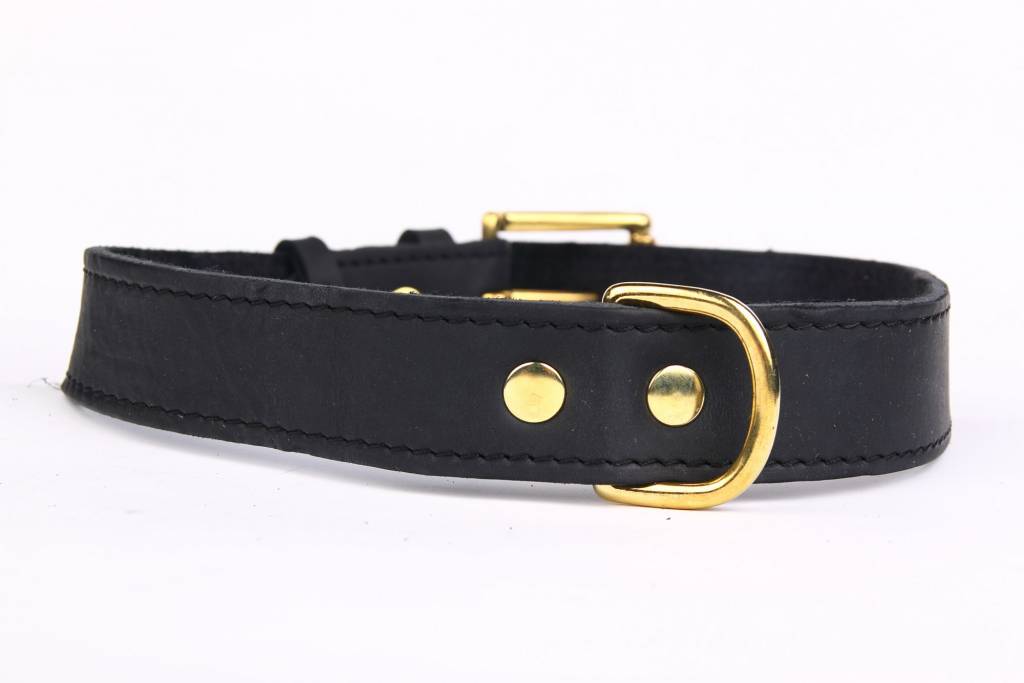 Afbeelding Leren hondenhalsband gold, exclusive door HondenBed
