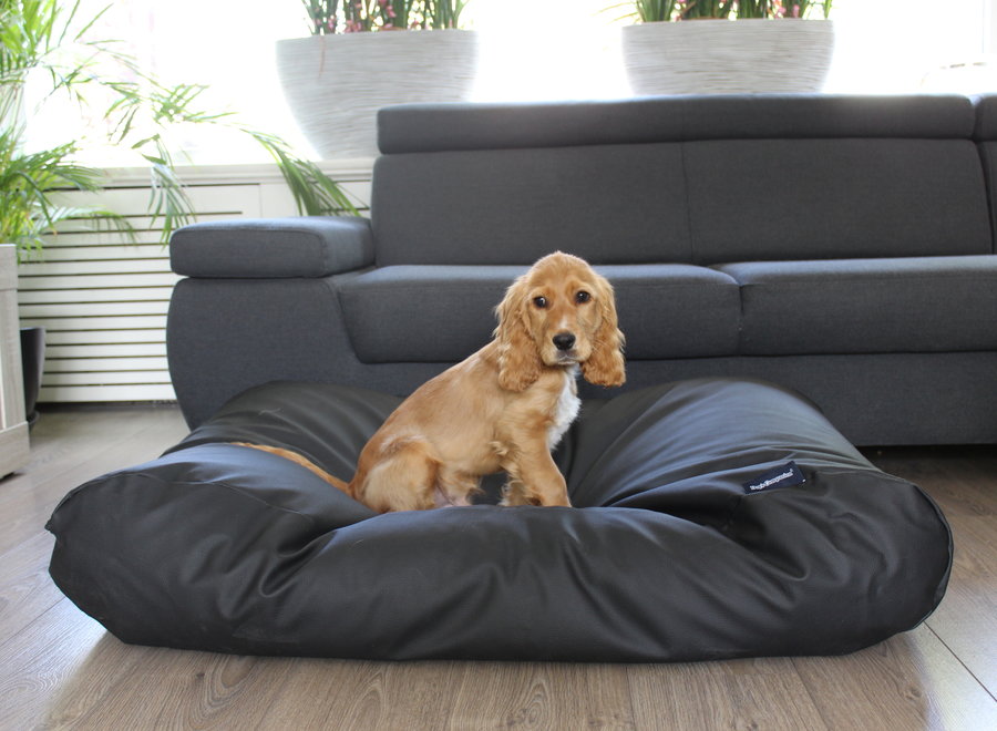 Hondenbed zwart leather look superlarge