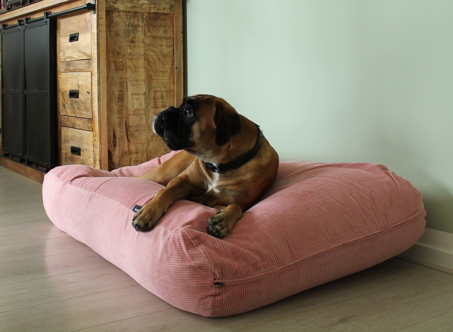 Hondenbed oud roze ribcord small