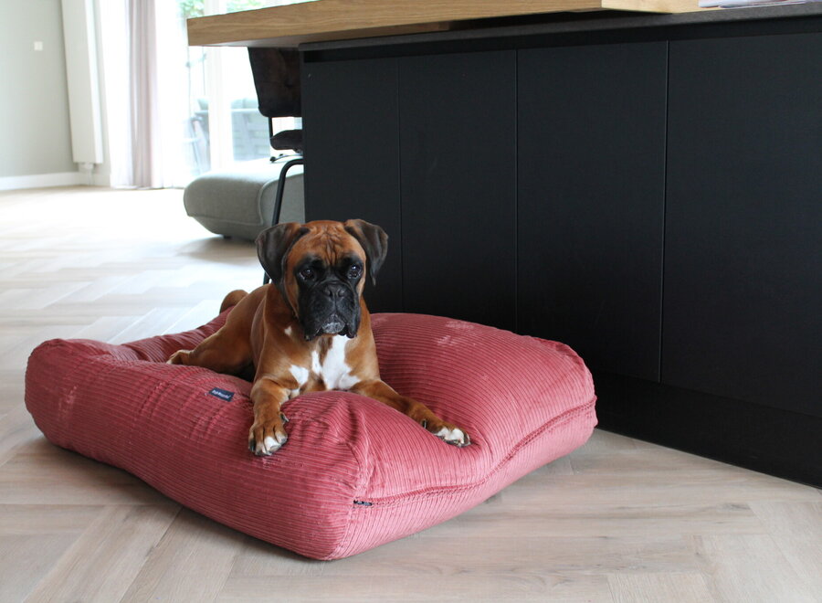 Hondenbed oud roze double ribcord superlarge