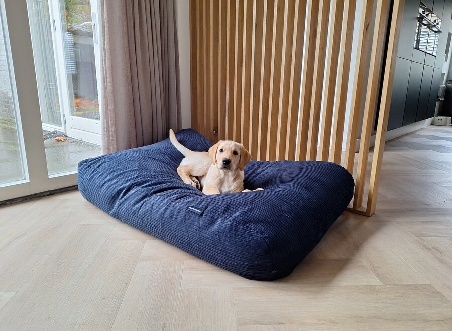 Hoes hondenbed donkerblauw double ribcord extra small