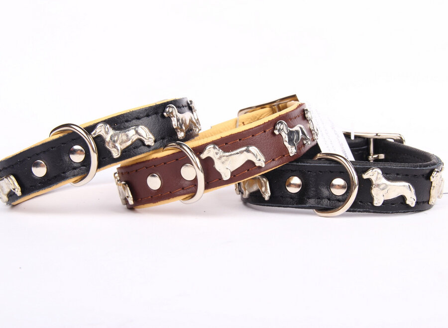 Leren halsband Teckel