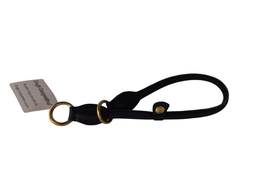 Leren honden sliphalsband zwart (messing)
