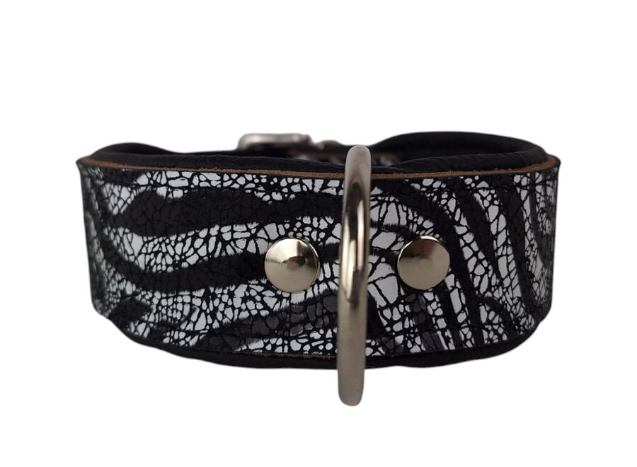 Leren hondenhalsband zebra