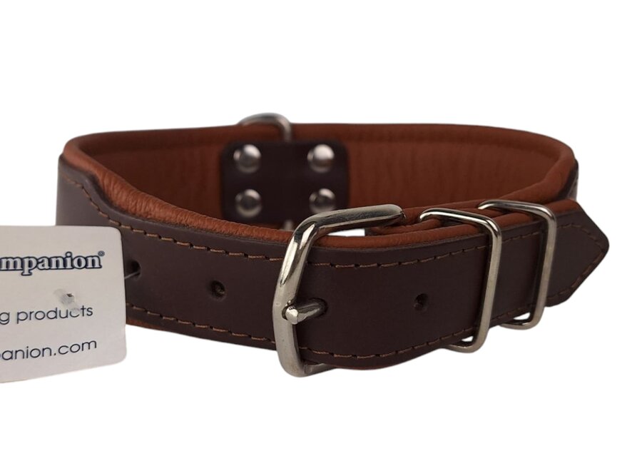 Leren hondenhalsband bruin/bruin