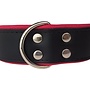 Leren hondenhalsband zwart / roze