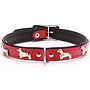 Leren halsband Teckel (klein) rood / zwart
