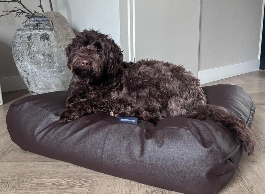 Hondenbed chocolade bruin leather look