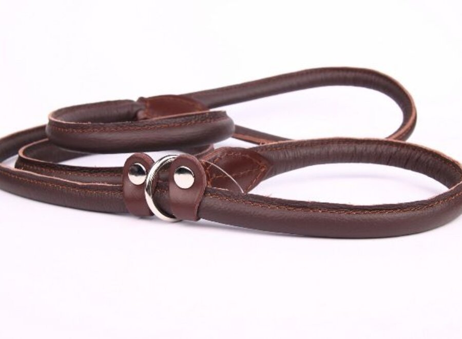 Leren retrieverlijn 120 of 180 cm (met dubbele stop)