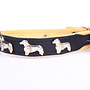 Leren halsband Kaninchen Teckel (klein) zwart / naturel