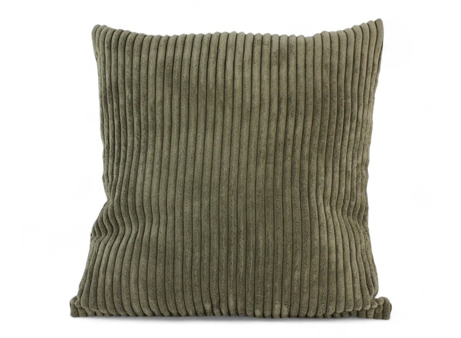 Olijfgroen sierkussen 45x45 van giant ribcord | luxe velours corduroy kussen voor de bank of op bed in olive, army green en moss green