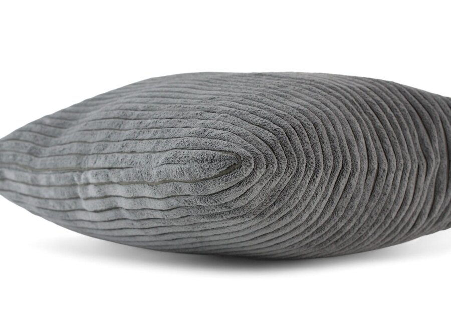 Grijs sierkussen 45x45 cm brede ribcord | luxe velours corduroy kussen voor de bank in muisgrijs en zachtgrijs | DogsCompanion.com