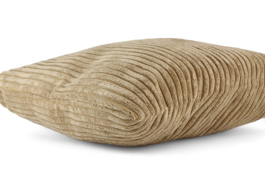 Camel sierkussen 45x45 brede ribcord | luxe velours corduroy kussen voor de bank in camel, beige en sand